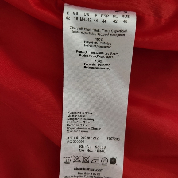 OLSEN Europe outdoor red trench coat belted lightweight jacket size m/l - Picture 11 of 16